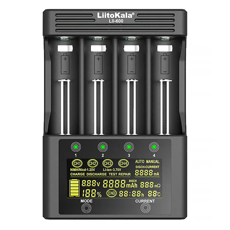 Зарядний пристрій LiitoKala Lii-600, 4x(Lion/NiMH/NiCd), discharge function, display - фото 2