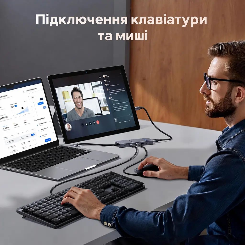 Док-станція USB-C UGREEN Revodok Pro CM818 6 в 1 2 USB-A та 2 USB-C сірий (75775) - фото 9