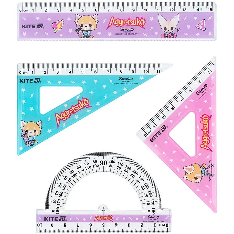 Набор Kite Aggretsuko линейка 15 см, 2 угольника, транспортир (AR25-282) - фото 2