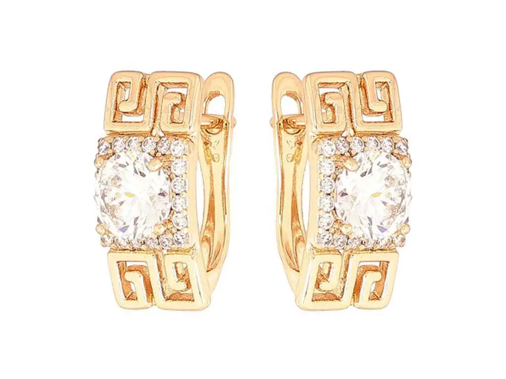 Сережки Xuping англійська застібка Позолота 18K "Різьблений візерунок з фіанітами" 268864