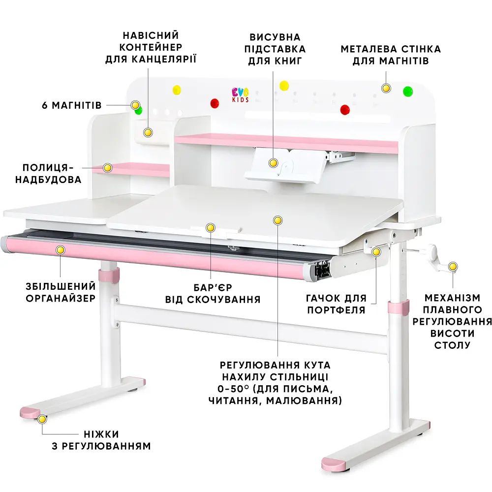 Дитячий стіл Evo-kids TH-360 Pink (арт.TH-360 WG/PN) - фото 2