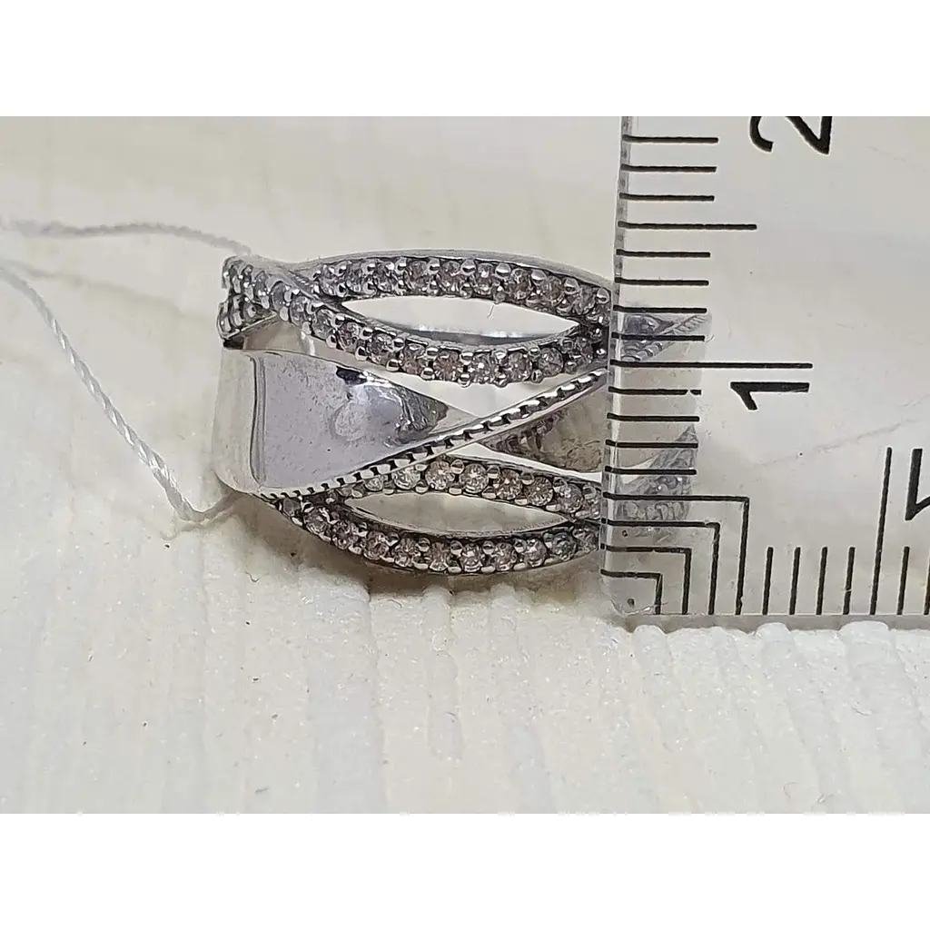 Срібне кільце Імперія золота з фіанітами. Артикул КВ1124С 17,5 - фото 5