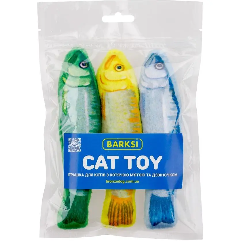 Игрушка для кошек Barksi Сардины с кошачьей мятой и колокольчиком 16.5 см 3 шт. - фото 2