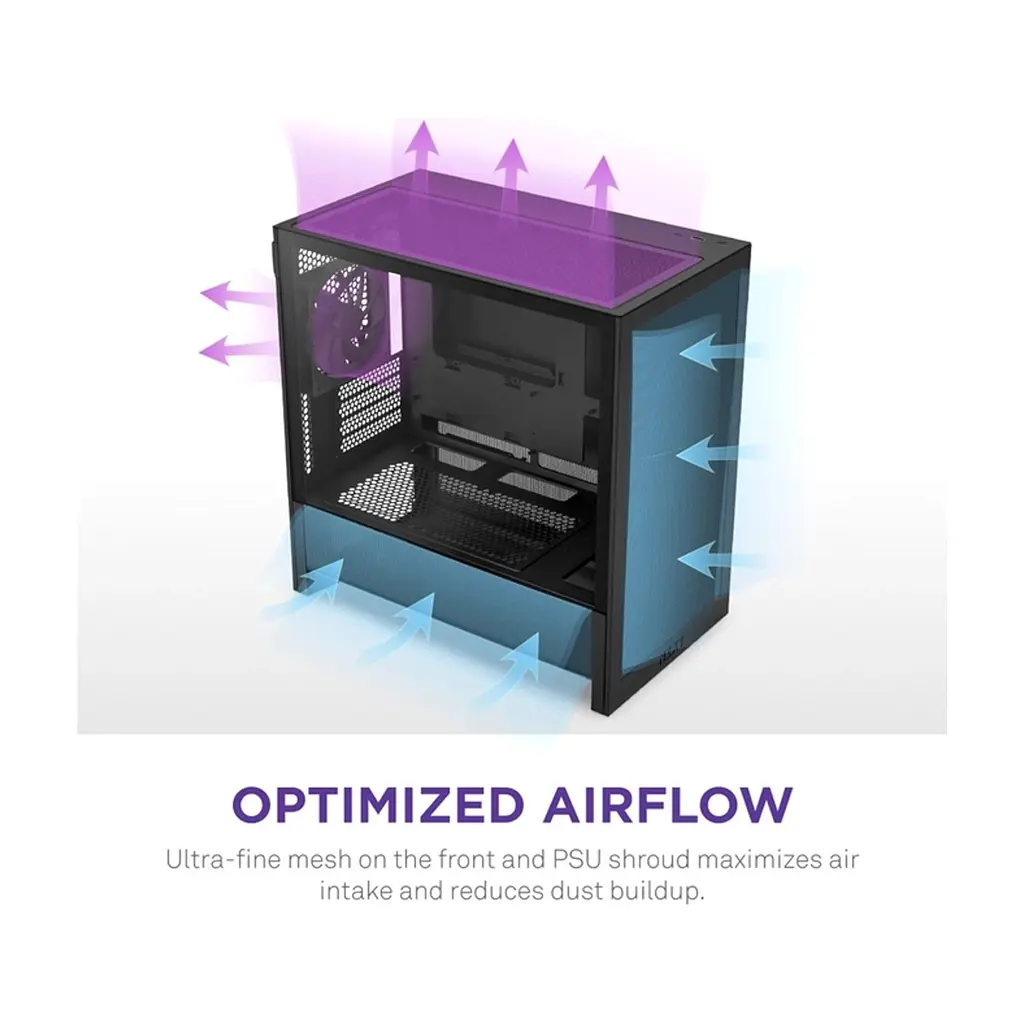 Корпус для ПК NZXT H3 Flow All Black (CC-H31FB-01) - фото 6