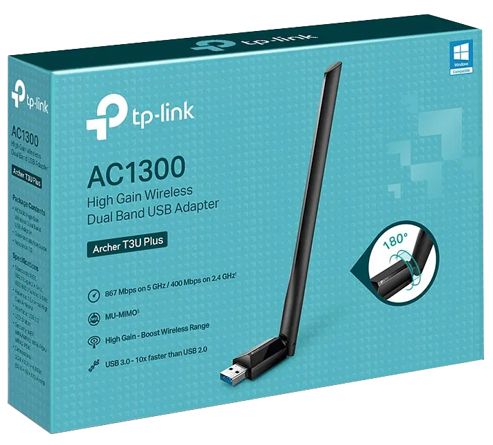 USB-адаптер TP-Link Archer T3U Plus AC1300 USB3.0 MU-MIMO ext. ant (6789556) - фото 3
