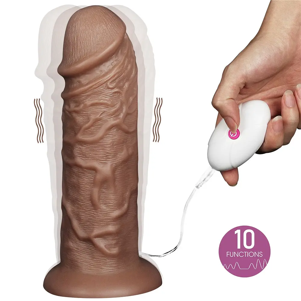 Вібратор Lovetoy Realistic Chubby Dildo 10.5'' 26.6 см коричневий - фото 12