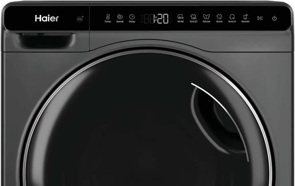 Haier Пральна машина фронтальна, 5кг, 1200, A, 42.3см, дисплей, інвертор, люк чорний, Wi-Fi, висота 70см, сріблястий - фото 8