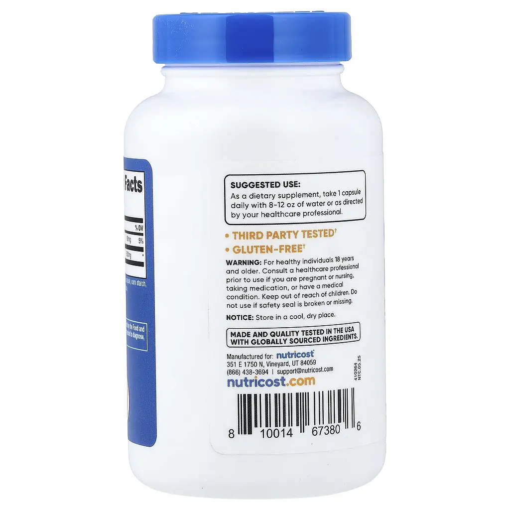 D-глюкарат кальцію Nutricost Calcium D-Glucarate 500 мг 120 капсул - фото 8