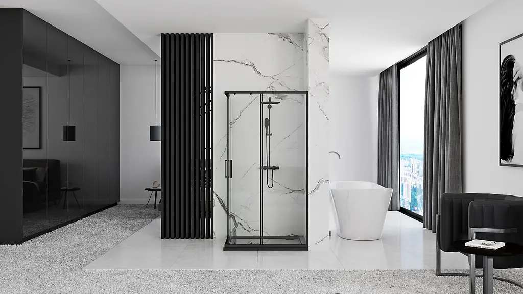 Душова кабіна Rea Punto 80x100 black REA-K4806, Чорний, Універсальна, прозорий - фото 6
