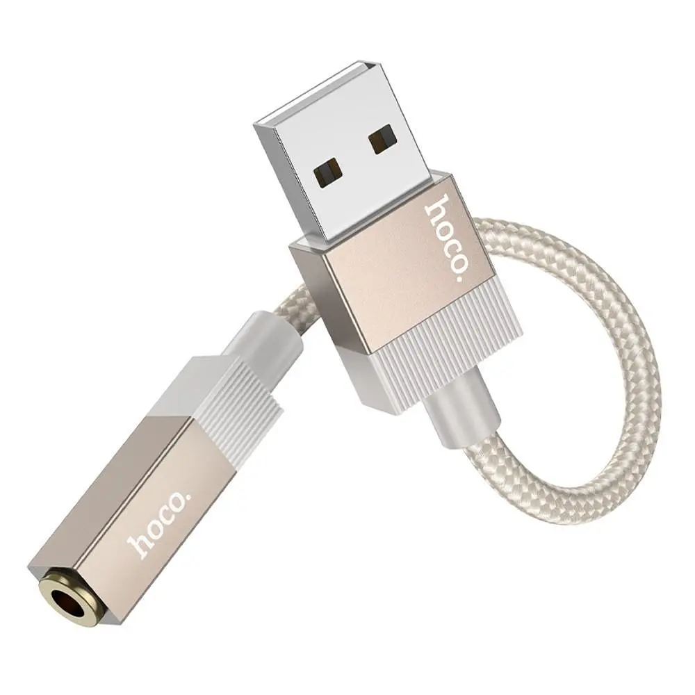 Адаптер переходник Hoco UPA32D USB to Jack 3.5 золотистый - фото 4