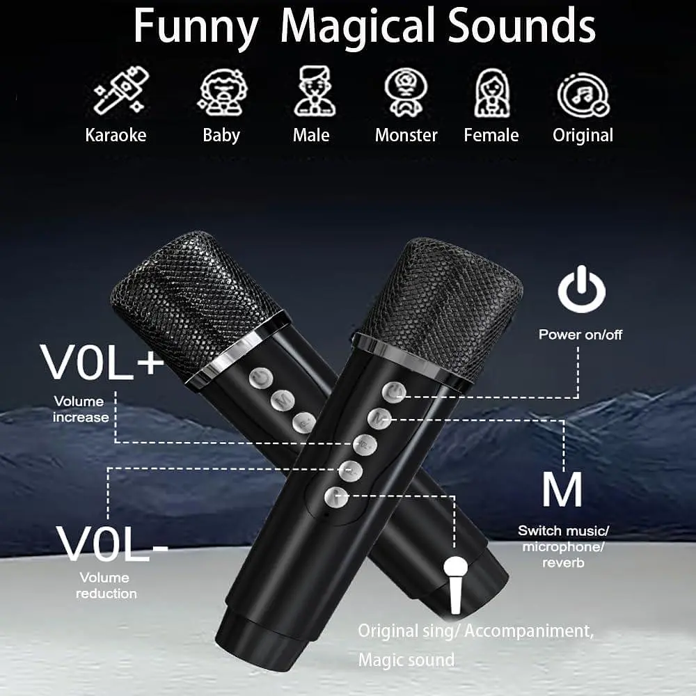 Караоке-система Hoiicco з Bluetooth колонкою, LED підсвіткою та 2 мікрофонами - фото 3