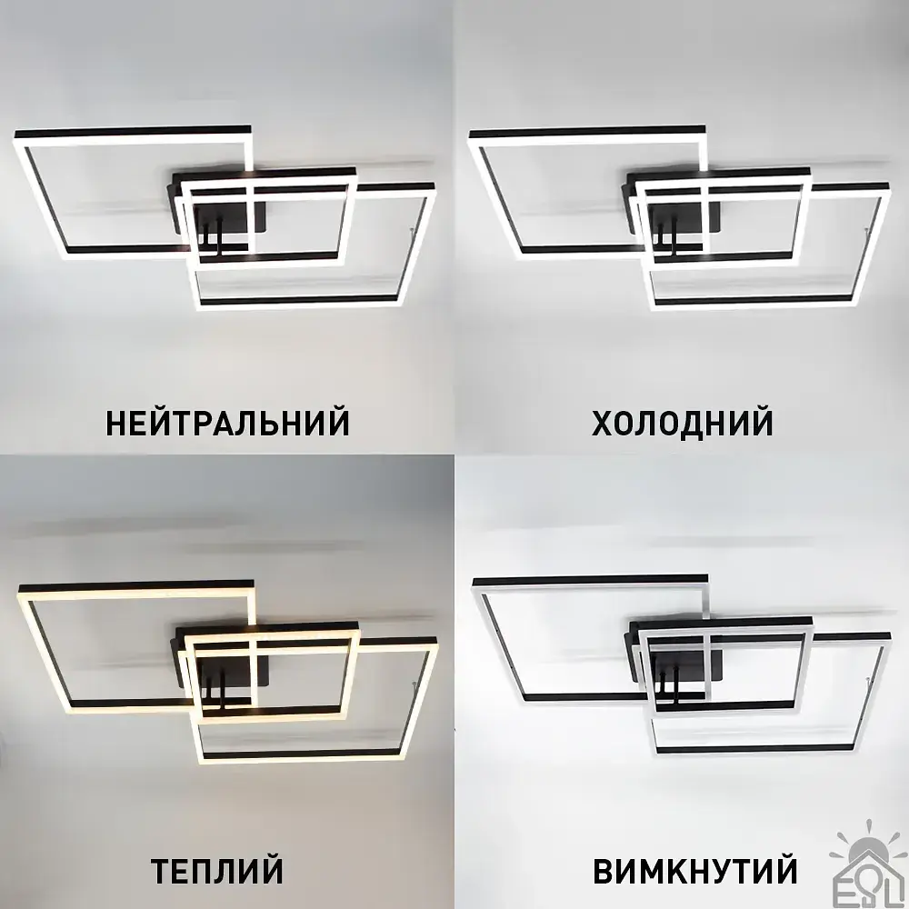Смарт люстра керована світлодіодна COCO 3S 120 Вт 750x750x142 мм Чорна ESLLSE - фото 3
