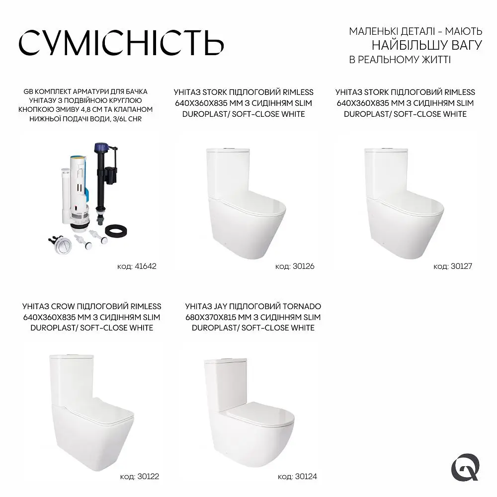 Комплект арматури для бачка унітазу Qtap GB з подвійною круглою кнопкою змиву 4,8 см та клапаном нижньої подачі води, 3/6L CHR - фото 5