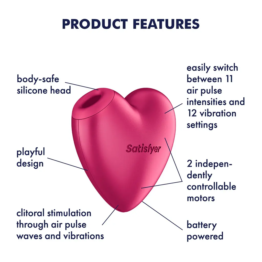 Стимулятор Satisfyer Cutie Heart Battery Series Вакуумний -серце з вібрацією - фото 5