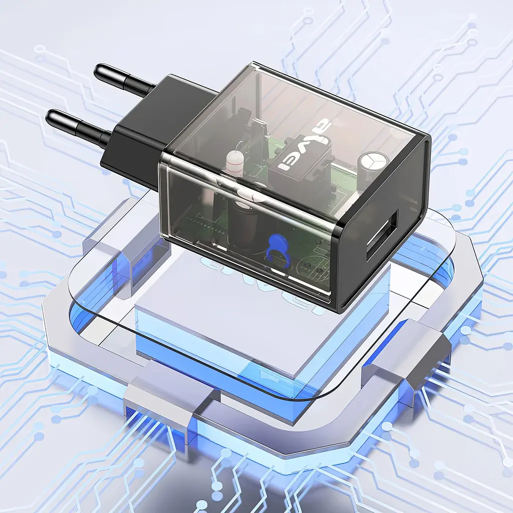 Адаптер мережевий Awei C9, USB зарядний блок, чорний, вихід 5V 2.4A - фото 2