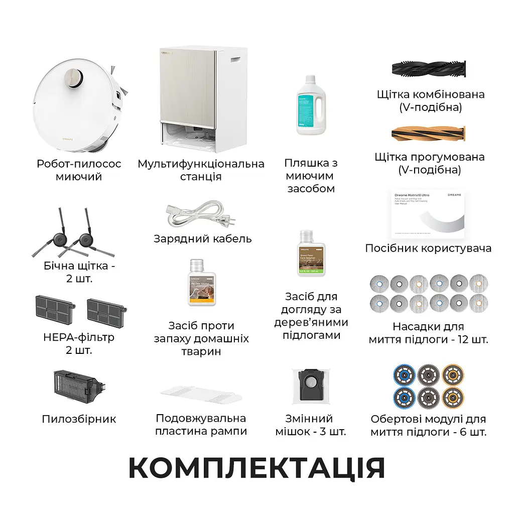 Робот-пилосос миючий Dreame Bot Matrix10 Ultra White - фото 15