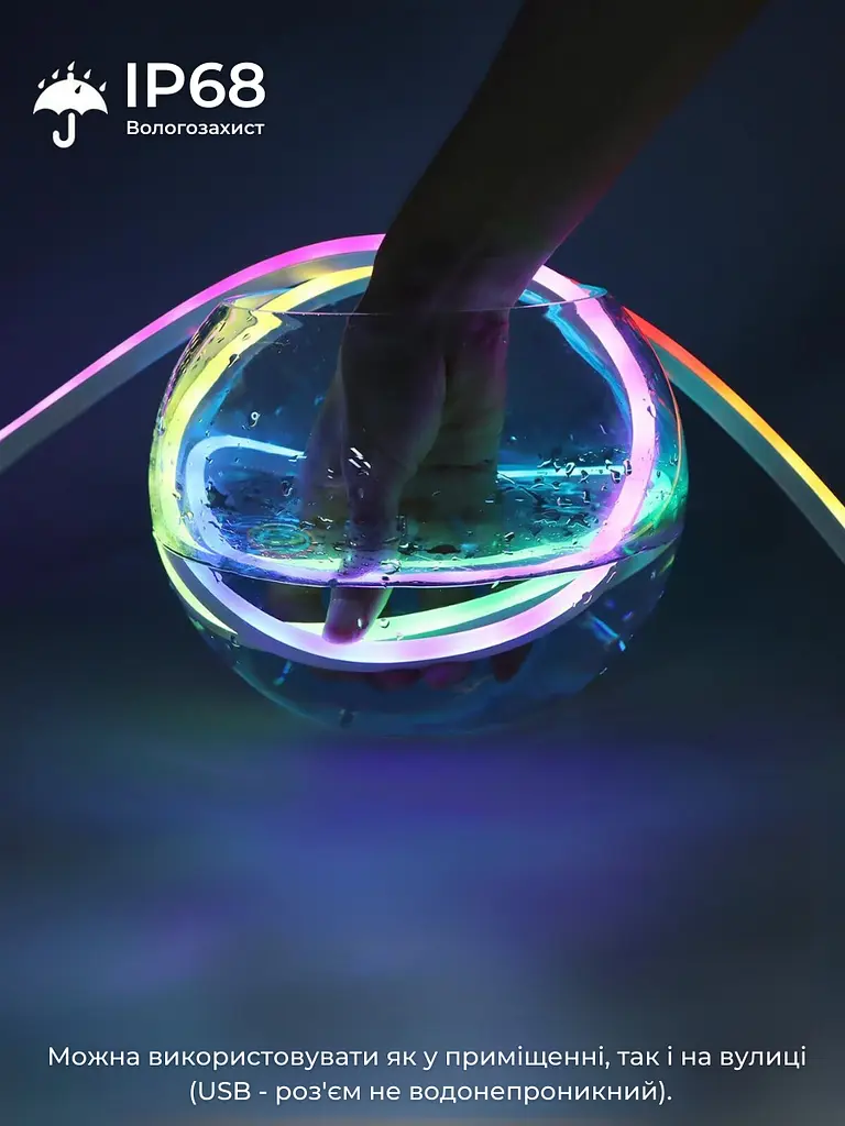 Розумна неонова RGB LED стрічка 5 м, Світлодіодна неонова RGB-стрічка USB, Bluetooth з пультом, біла (2660334341) - фото 9