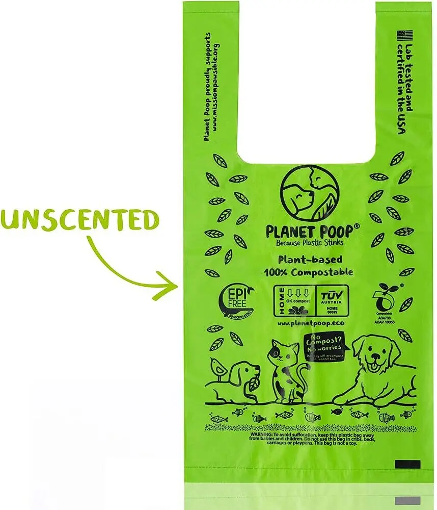 Біорозкладні пакети Planet Poop з ручками для середніх порід собак без запаху 60 шт.  - фото 5
