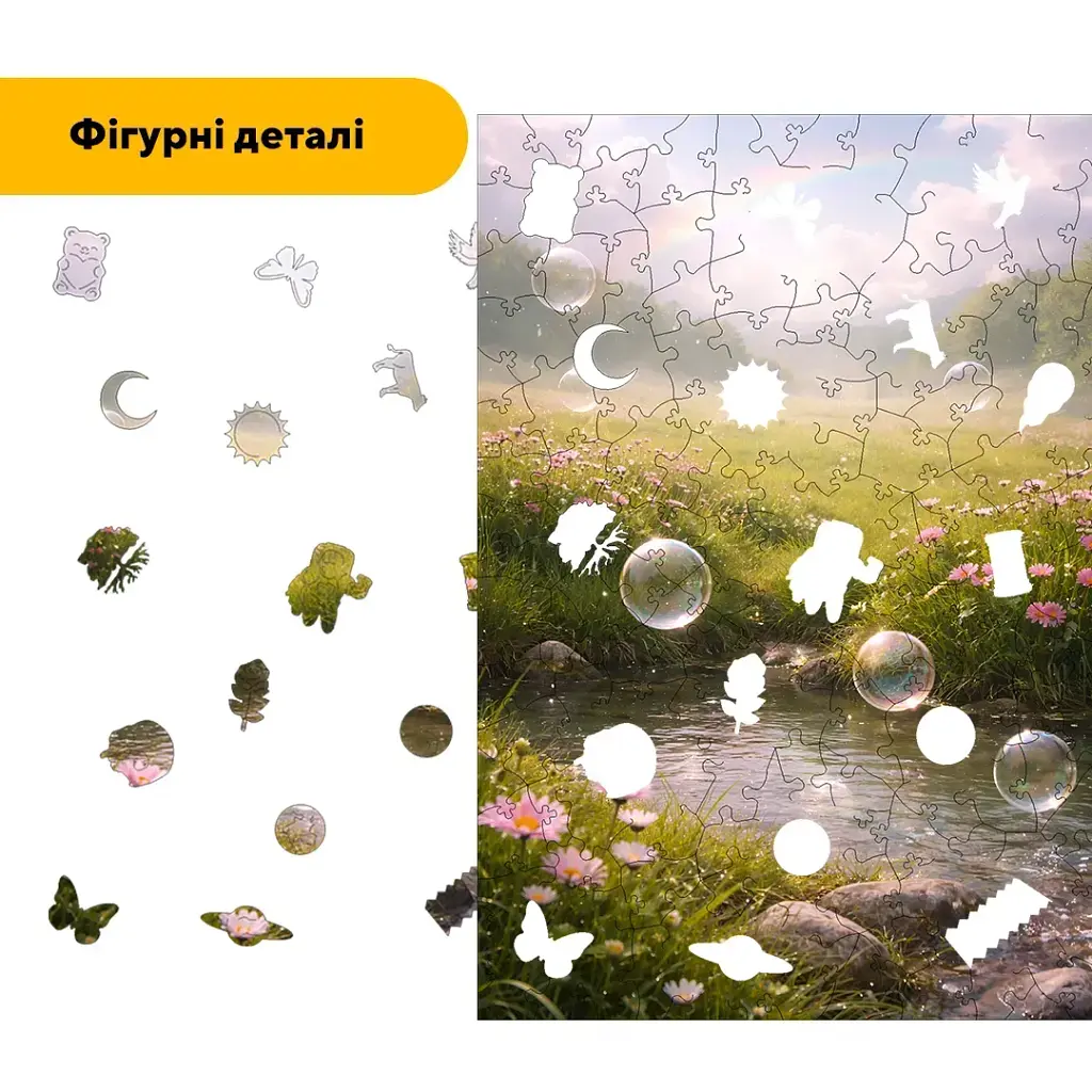 Дерев'яний фігурний пазл puzzlean Весняна тиша, А3, Дерев'яна коробка 200 елементів - фото 3
