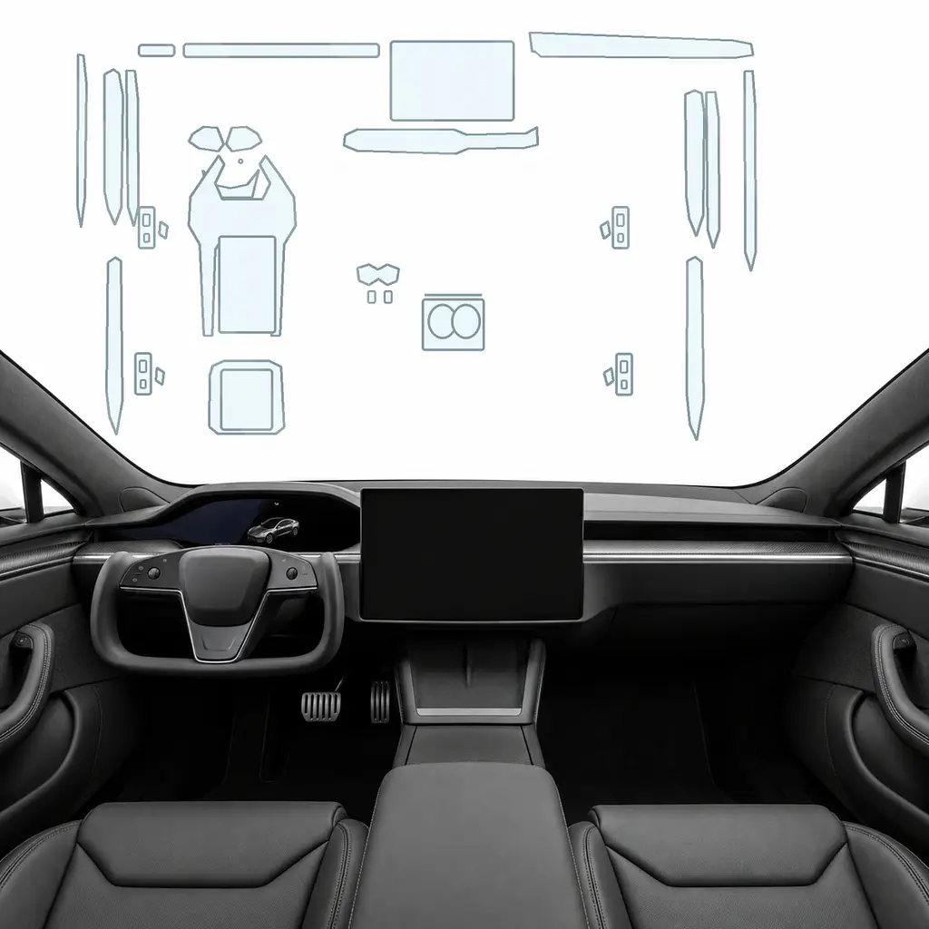 Набір Плівок захисних для салону Tesla Model S 2021- TPH (Кансолі Дисплея Ручок)