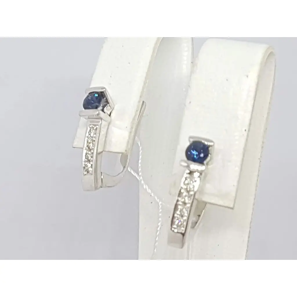 Золоті сережки Кристал Плюс з діамантами і сапфірами. Артикул 210009 - фото 2