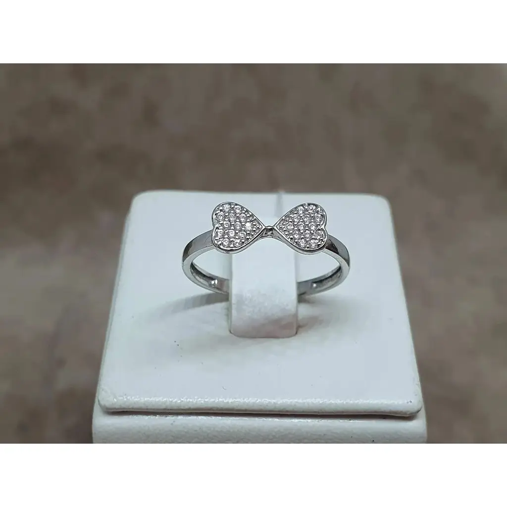 Срібне кільце Лазурит Сердечка з фіанітами. 19118Р 17,5 - фото 2