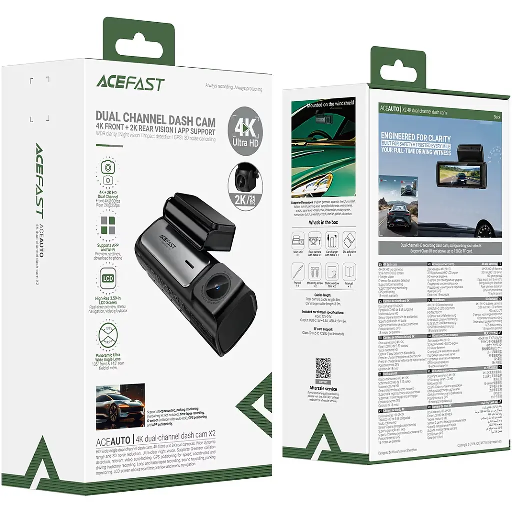 Відеореєстратор Acefast X2 4K dual-channel - фото 7