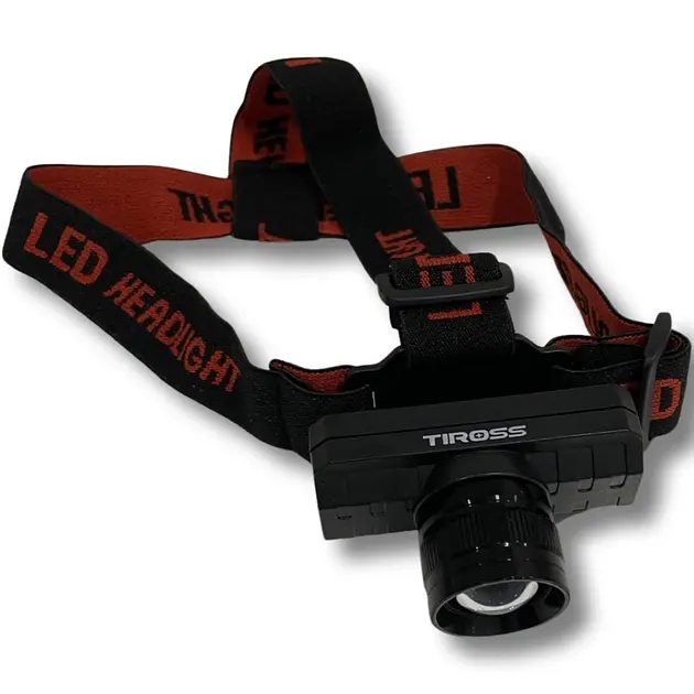 Налобный светодиодный аккумуляторный фонарь Tiross TS 1961 дальность луча 200 м, 4 часа работы, 1200mAh 1 шт. черный (TS 1961) - фото 2
