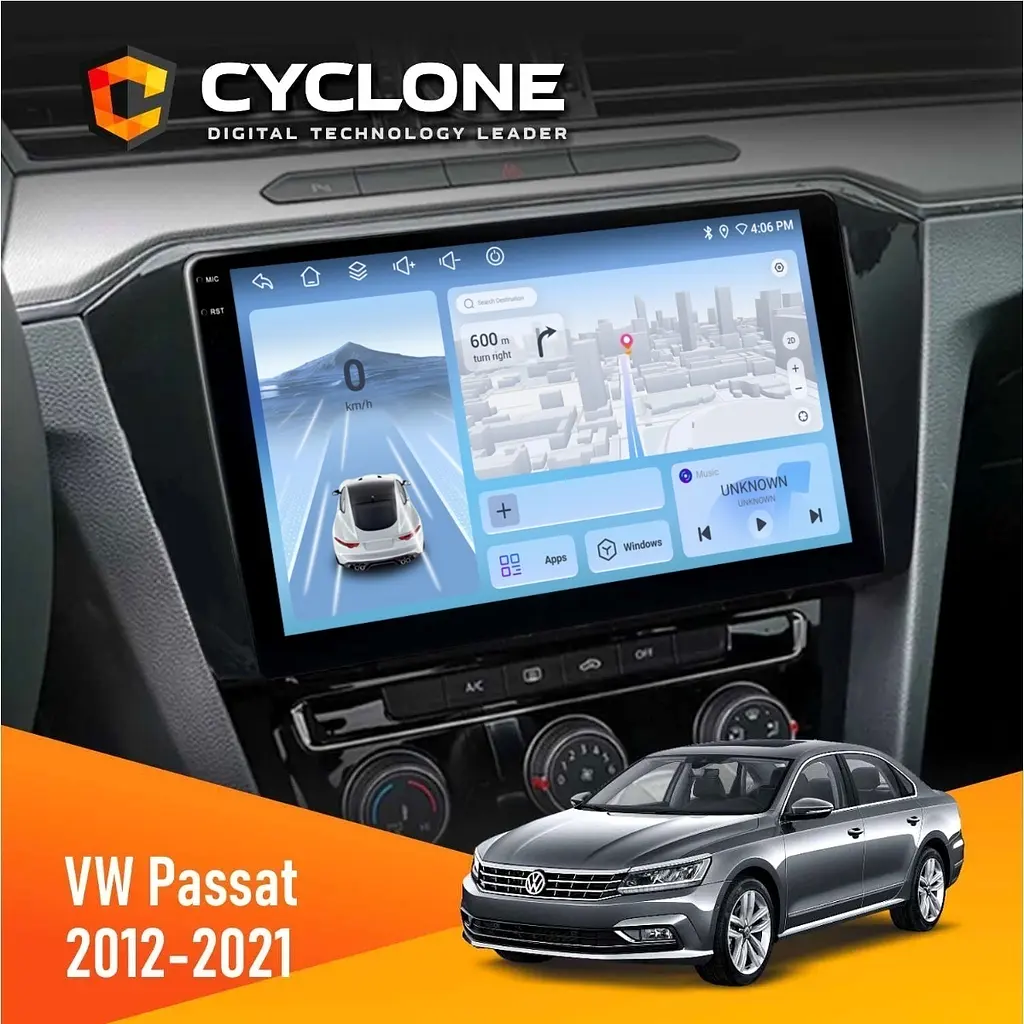 Штатна магнітола Volkswagen Passat 2012-2021 Cyclone C10-012 4x64, DSP, 4G Cyclone (НФ-00007783)
