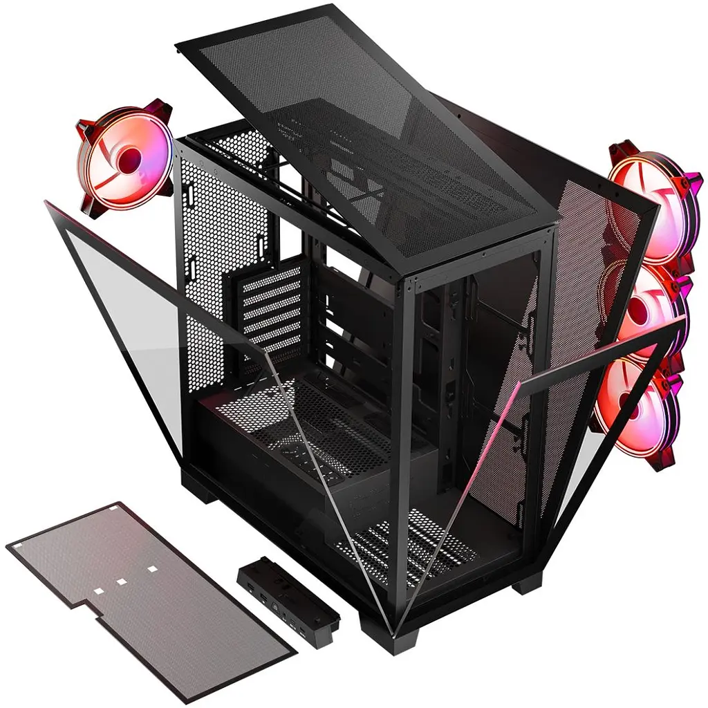 Корпус Modecom VOLCANO SPACE APEX ARGB 4x140 мм fans MIDI USB 3.0x2+TYPE-C BLACK без БЖ ATX (AT-SPACE-PG-10-000000-000) - фото 9