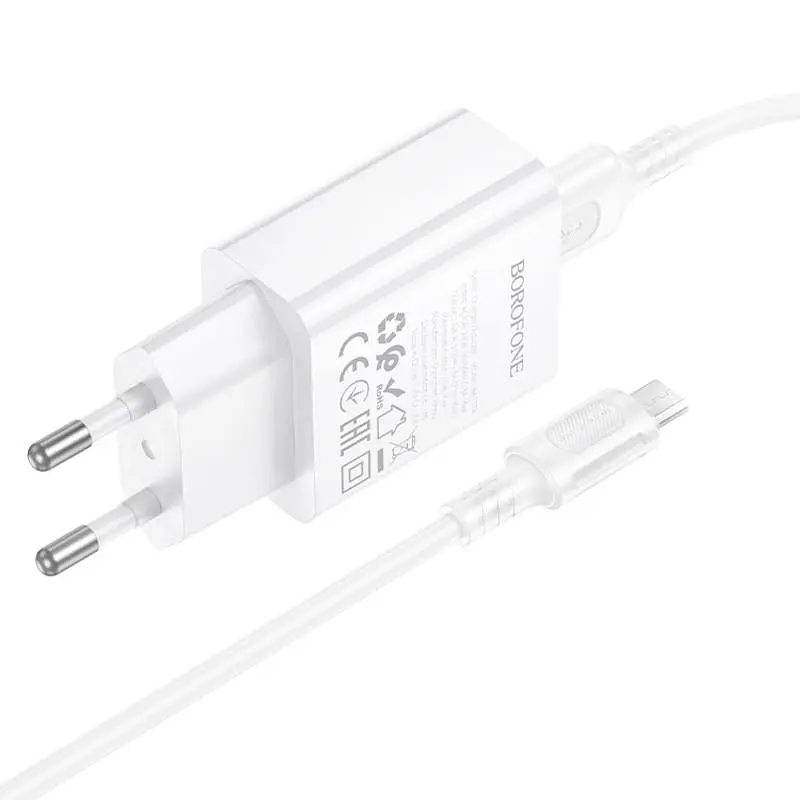 СЗУ Borofone BA110A Lemi 7.5W (1USB-A) + кабель USB to MicroUSB White - фото 4