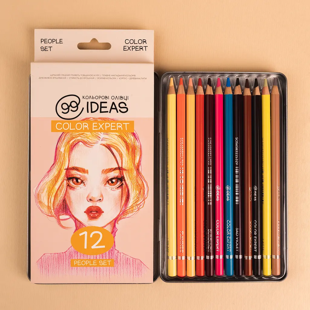Набір олівців кольорових 99IDEAS "Color Expert" 12 кольорів, People Set, металева коробка, 99CE-12PEOP - фото 4