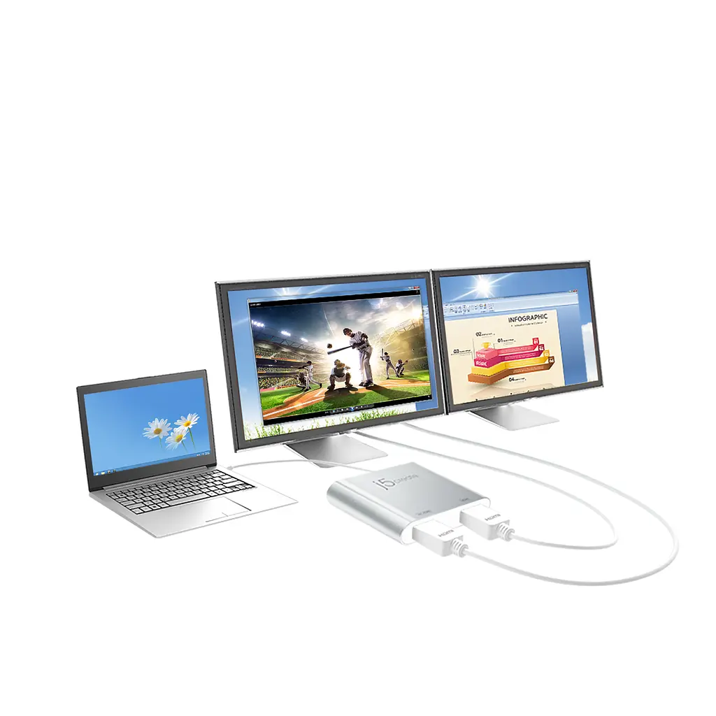 Адаптер J5create USB-A - 2 HDMI (M/F), Silver (JUA365-N) - фото 7