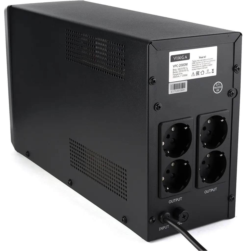 Пристрій безперебійного живлення Vinga LCD 1500VA metal case (VPC-1500M) - фото 6