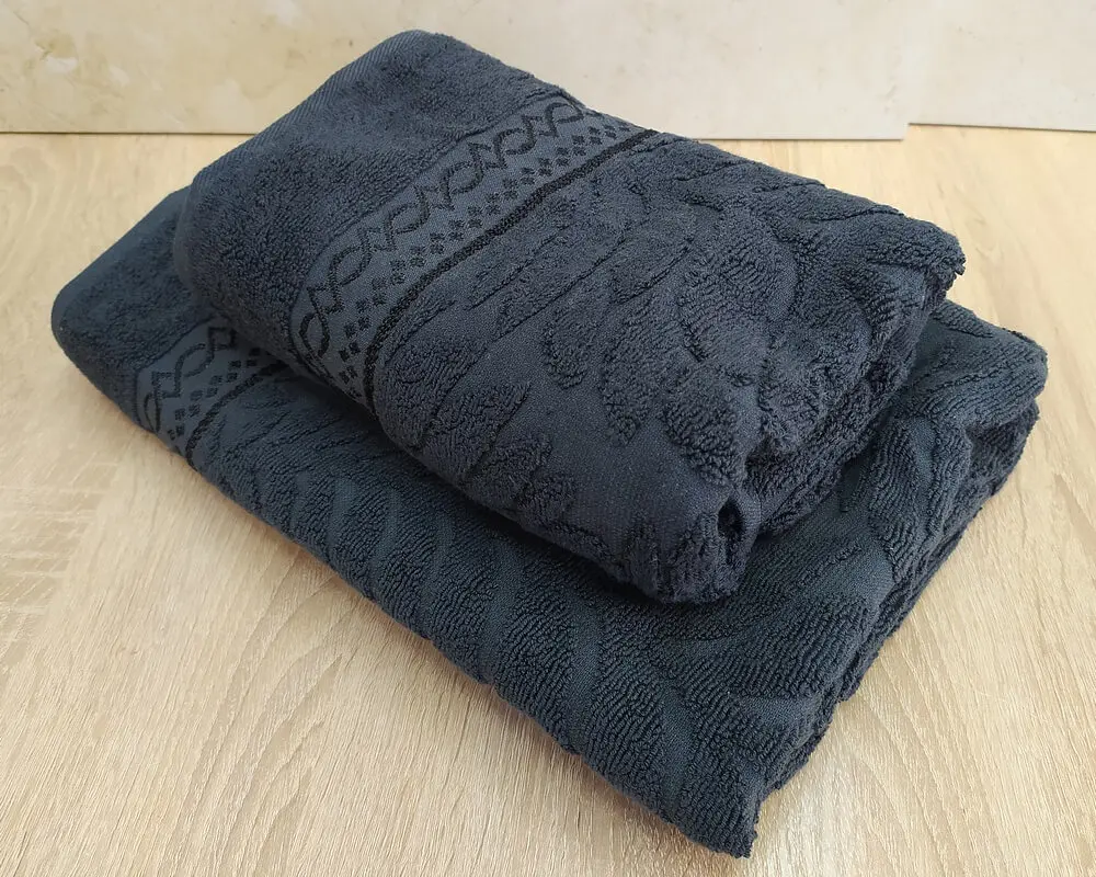 Набір турецьких махрових рушників 50х90+70х140 Gulcan Jacquard Cotton Lux Akasya Antrasit - фото 3