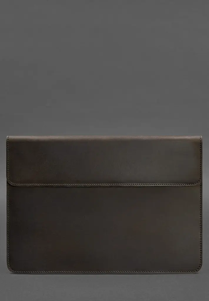 Кожаный чехол-конверт BlankNote на магнитах для MacBook 15 дюйм Темно-коричневый - фото 2