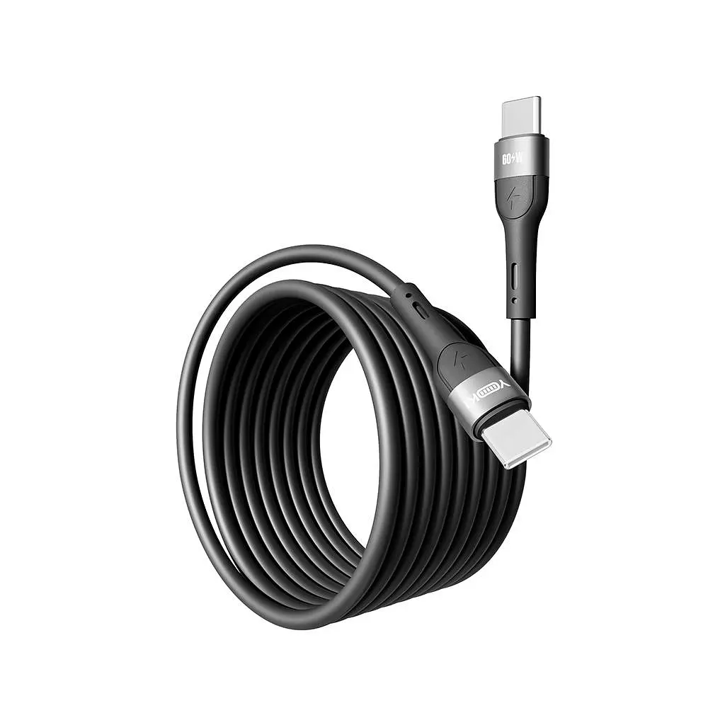 Кабель для заряджання та обміну даними USB Yoki YK-EX11 EXTRA Series Type-C to Type-C 60W 3A/20V 2 m Black - фото 5