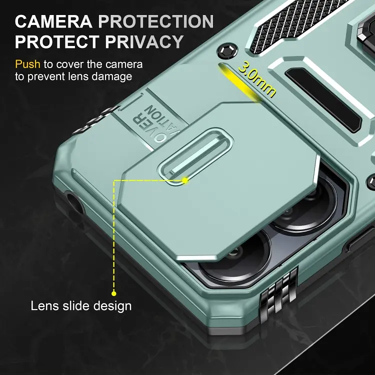 Ударостійкий чохол Epik Camshield Army Ring для Xiaomi Poco X6 / Note 13 Pro 5G Зелений / Light Green - фото 7