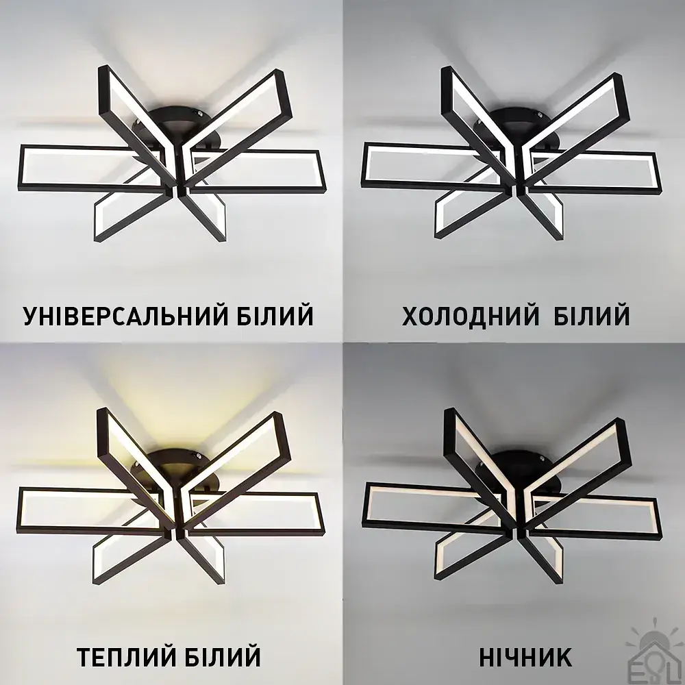 Смарт люстра керована світлодіодна MADERA 6S 115 Вт 650x150 мм Чорна ESLLSE - фото 3