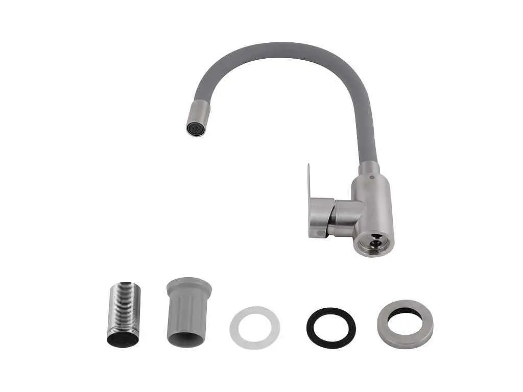 Змішувач Brinex на мийку сірий Pure 015F3 (k35) з гнучким виливом BRIPUR015F3NKG - фото 4
