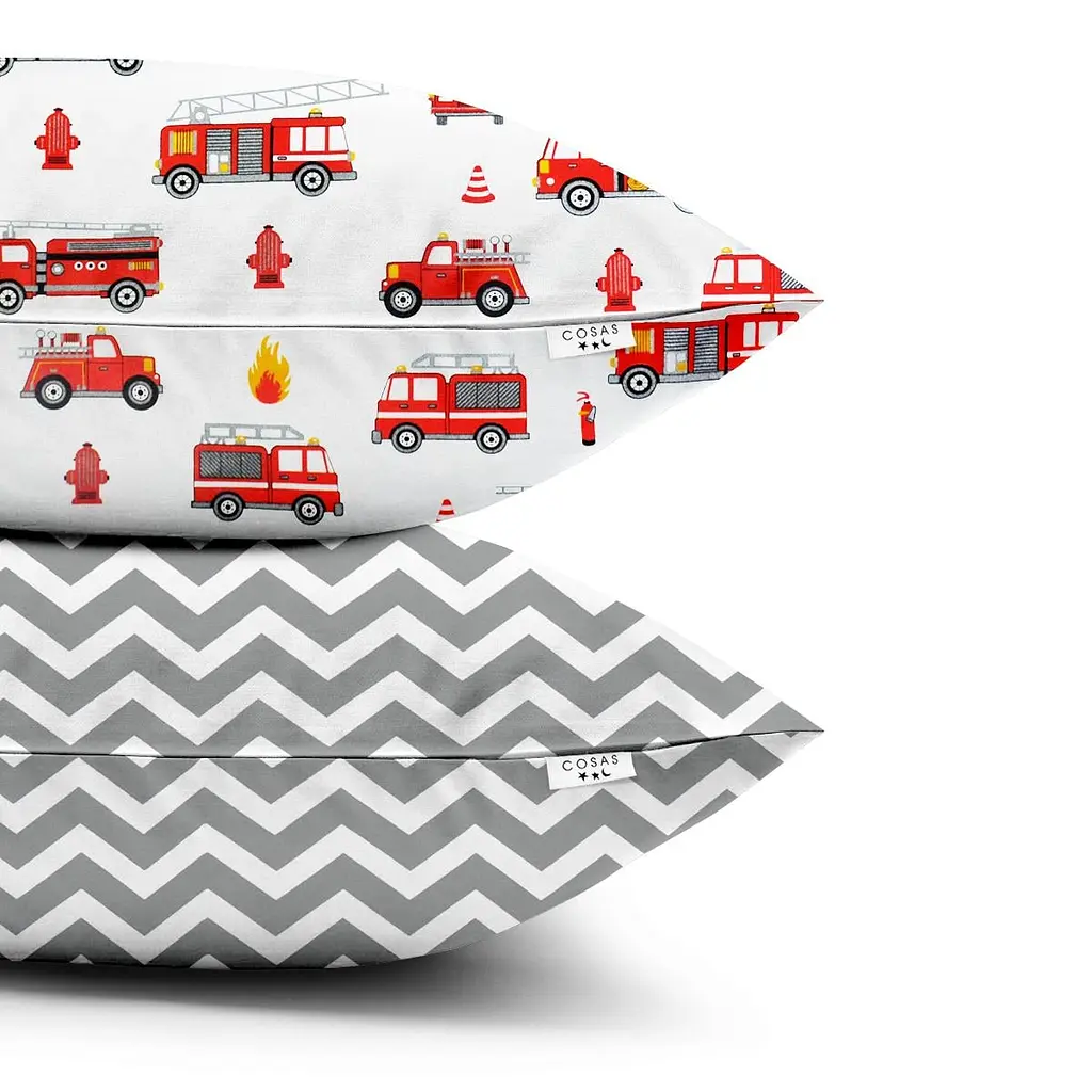 Набір наволочок Cosas Fire Truck 40х60 см (SetPillow_FireCars_ZigGrey_40х60) - фото 2
