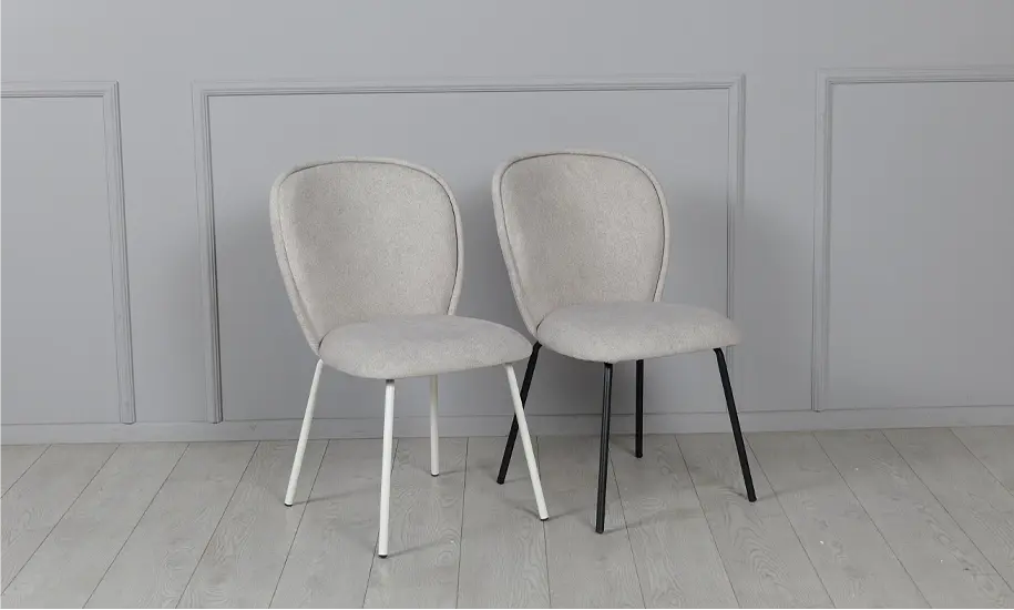 Стілець Сімпл тканина світло-сіра ноги метал білі - фото 7