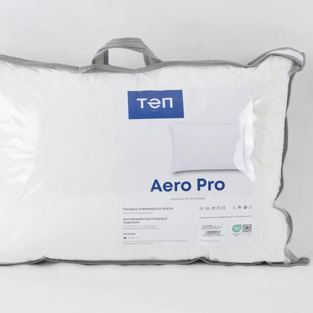 Подушка ТЕП Aero Pro нестьобана на блискавці 40x60 см біла - фото 5