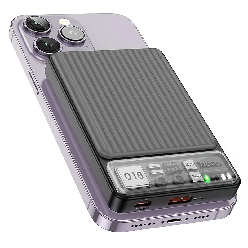 Power Bank Hoco Q18 Tourer 22.5W fully compatible power bank with magnetic fast cha (10000mAh) Black - фото 3