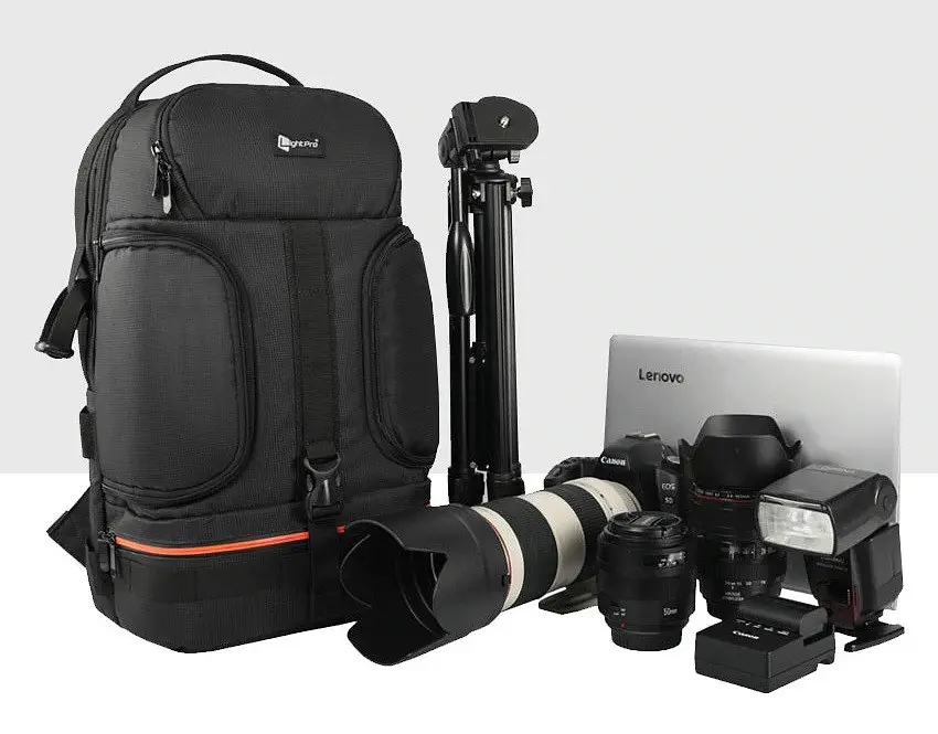 Фоторюкзак універсальний Canon + 15,6" відділ для ноутбука Чорний з помаранчевим (IBF028BJ) - фото 5