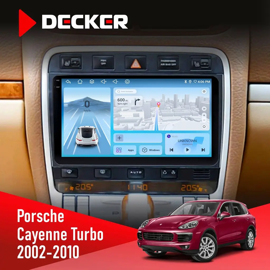 Штатна магнітола Porsche Cayenne Turbo 2002-2010 Decker D9-010 6x128, DSP, 4G, 2K Decker (НФ-00004773)