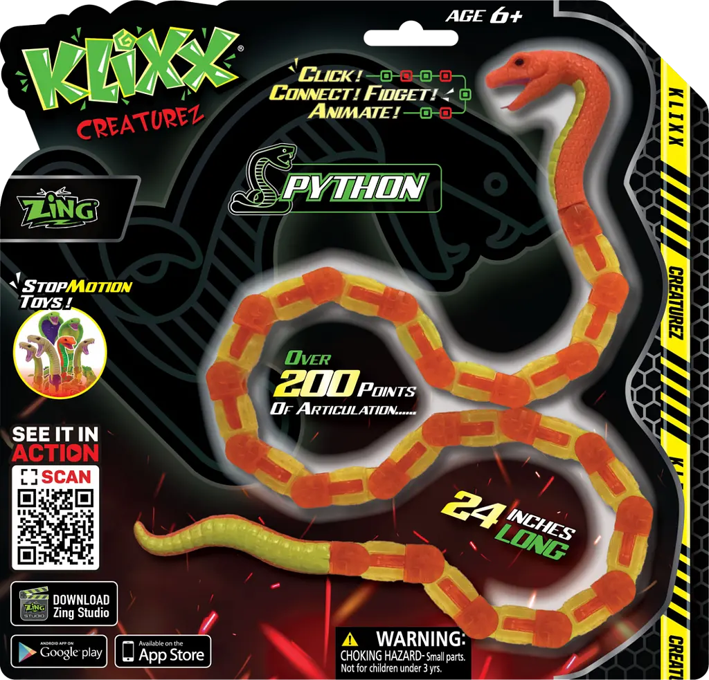 Іграшка Zing Klixx Creaturez Fidget Пітон зелено-червоний - фото 3