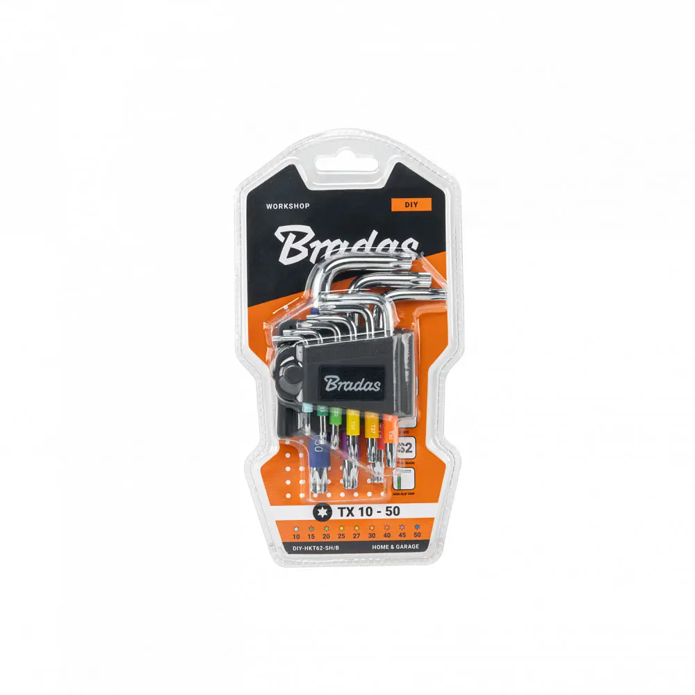 Набір ключів Bradas TORX TX 10-50 9 шт короткі (DIY-HKT62-SH/B) - фото 2