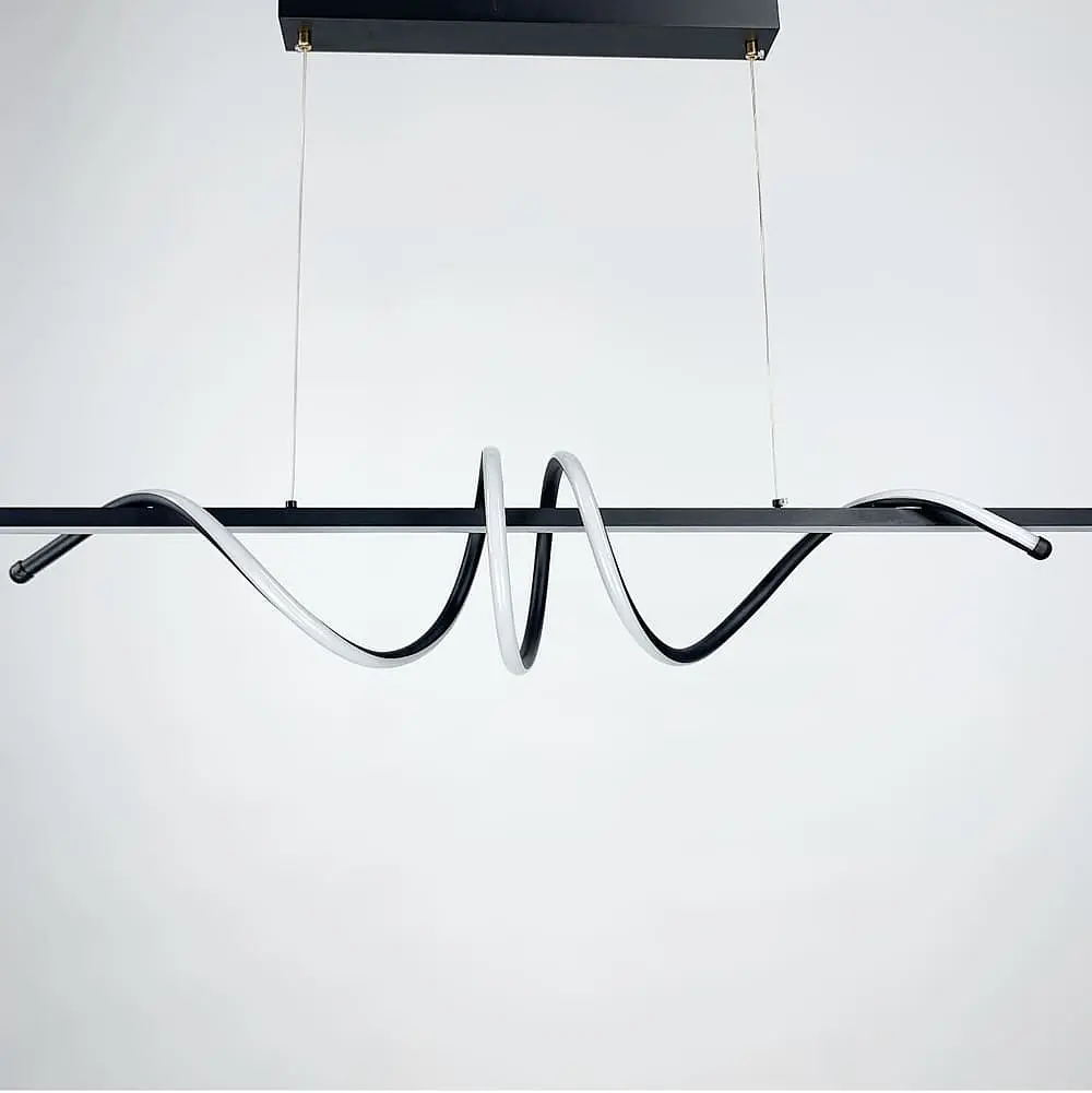 Скандинавская LED люстра в черном корпусе 120х23 см Line F | Ст. H24L-1200 BK - фото 4