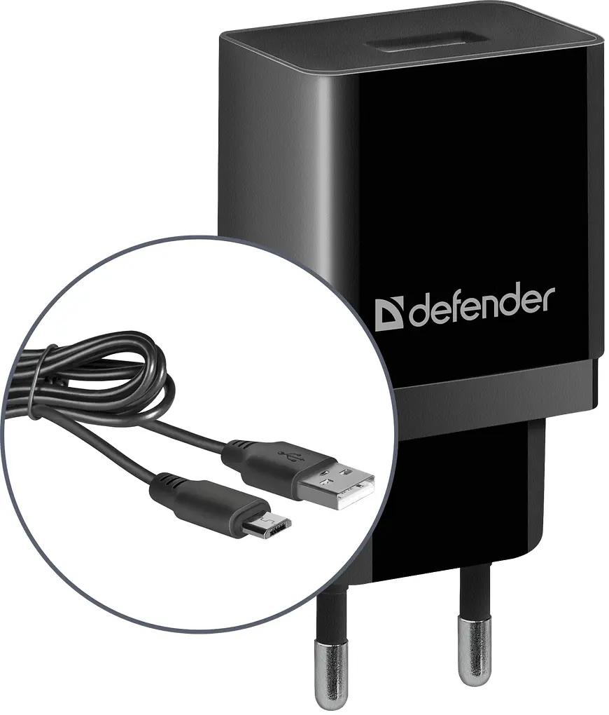 Сітчасте зарядне пристрій Defender UPC-11 1xUSB, 5V/2.1А + micro-USB (83556) - фото 2